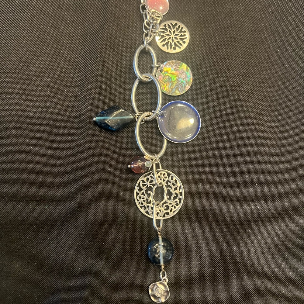 Silver Charm necklace with Colorful Accents